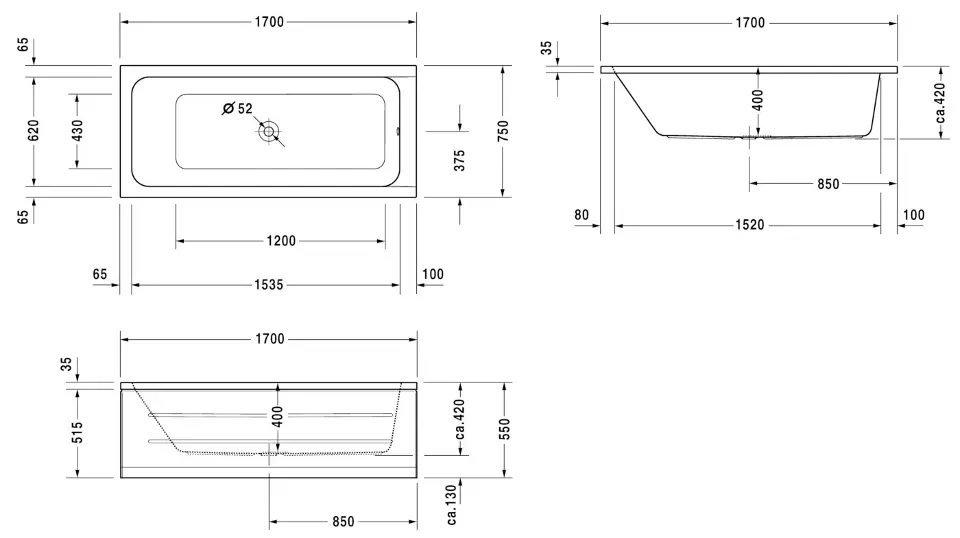 Duravit - D-Code - Fürdőkád - 700099000000000 – 2. kép
