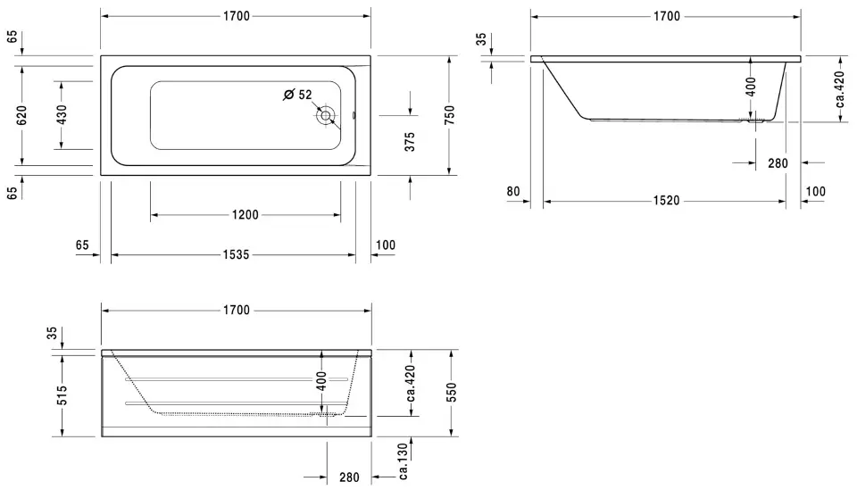 Duravit - D-Code - Fürdőkád - 700100000000000 – 2. kép