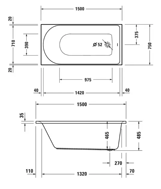 Duravit - D-Neo - Fürdőkád - 700471000000000 – 2. kép