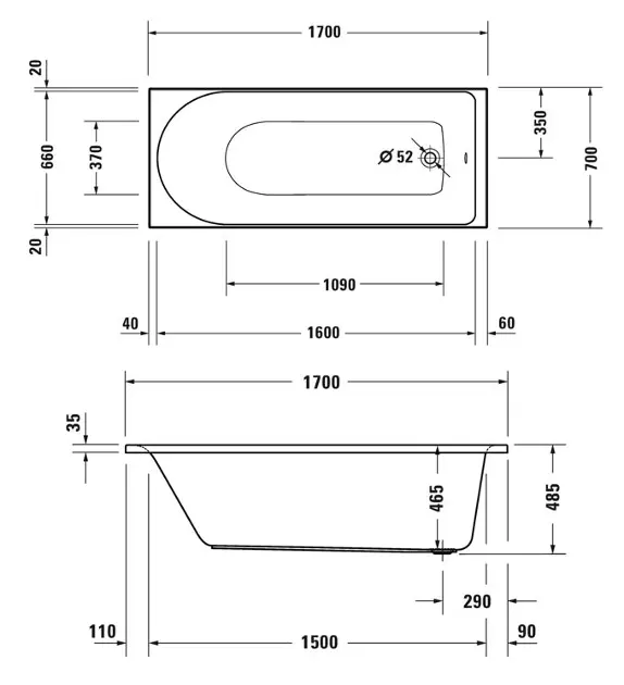 Duravit - D-Neo - Fürdőkád - 700478000000000 – 2. kép