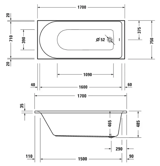 Duravit - D-Neo - Fürdőkád - 700479000000000 – 2. kép