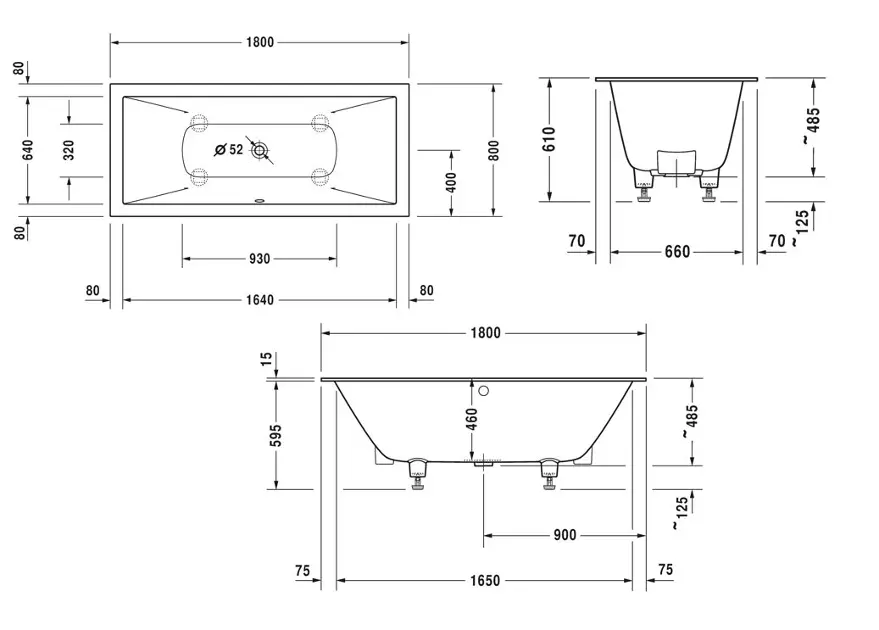 Duravit - DuraSquare - Fürdőkád - 700426000000000 – 2. kép