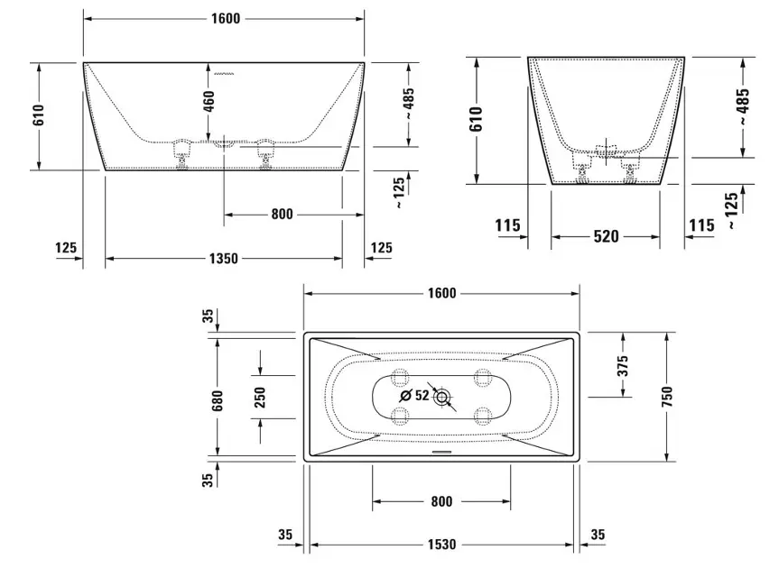 Duravit - DuraSquare - Fürdőkád - 700460000000000 – 2. kép