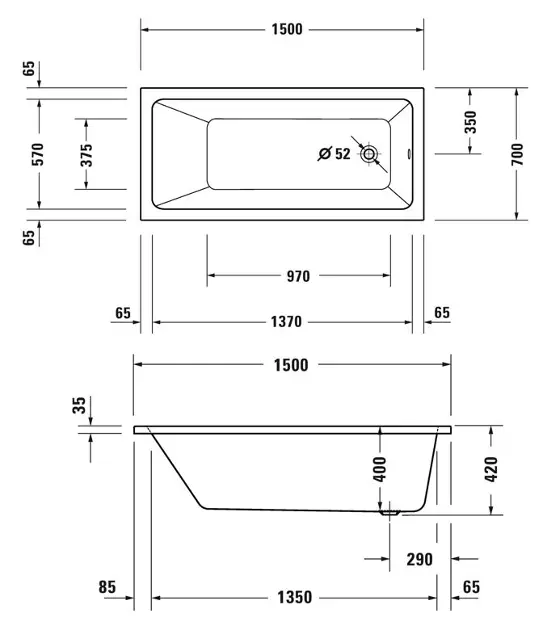 Duravit - Duravit No.1 - Fürdőkád - 700487000000000 – 2. kép