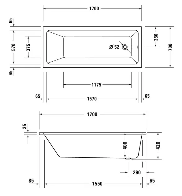 Duravit - Duravit No.1 - Fürdőkád - 700489000000000 – 2. kép