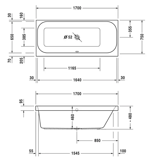 Duravit - Happy D.2 - Fürdőkád - 700313000000000 – 2. kép