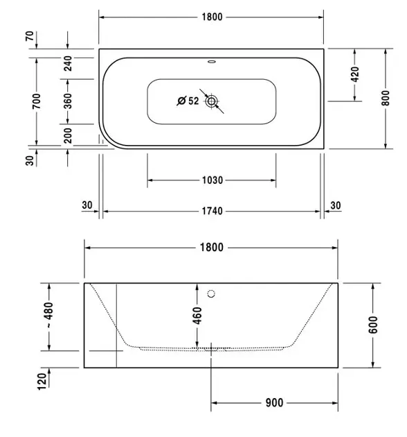 Duravit - Happy D.2 - Fürdőkád - 700317000000000 – 2. kép