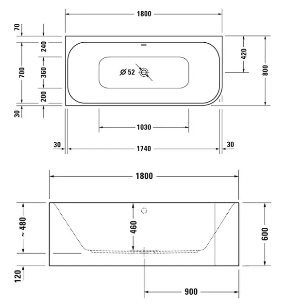 Duravit - Happy D.2 Plus - Fürdőkád - 700449800000000 – 2. kép