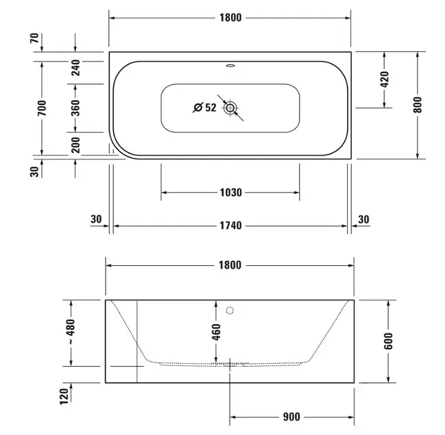 Duravit - Happy D.2 Plus - Fürdőkád - 700450800000000 – 2. kép
