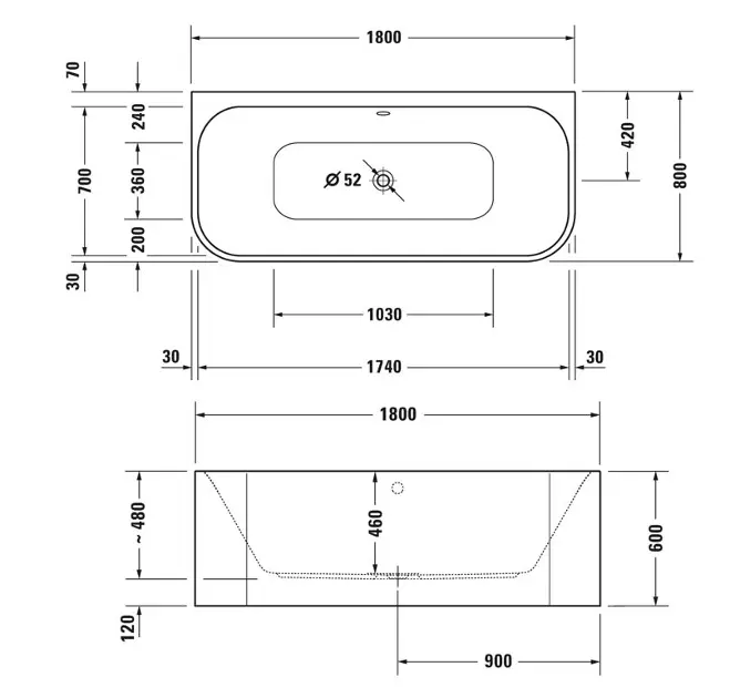 Duravit - Happy D.2 Plus - Fürdőkád - 700451800000000 – 2. kép