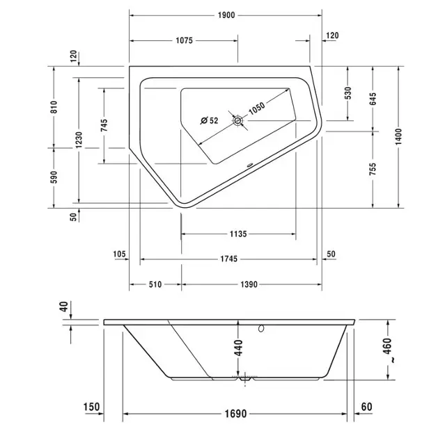 Duravit - Paiova 5 - Fürdőkád - 700392000000000 – 2. kép
