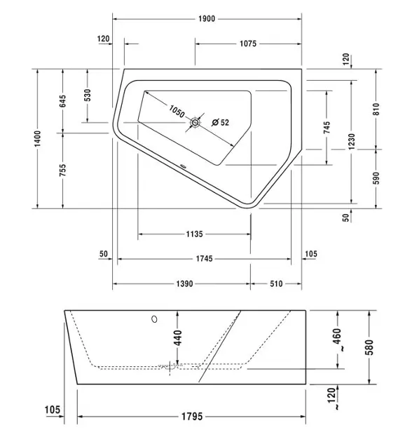 Duravit - Paiova 5 - Fürdőkád - 700397000000000 – 2. kép