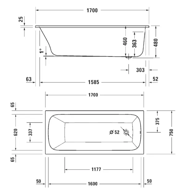 Duravit - Qatego - Fürdőkád - 700612000000000 – 2. kép
