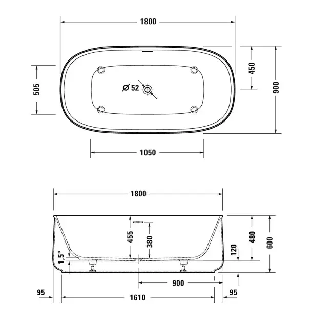 Duravit - Zencha - Fürdőkád - 700463000000000 – 2. kép