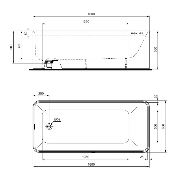 Ideal Standard - Conca Ceram - Fürdőkád - K8830EN – 2. kép