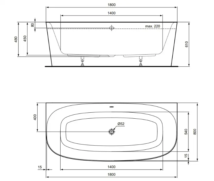 Ideal Standard - Dea - Fürdőkád - T994101 – 2. kép