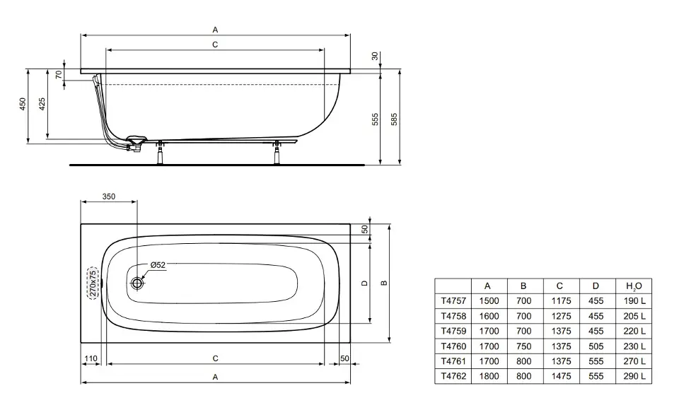 Ideal Standard - i.Life - Fürdőkád - T476201 – 2. kép