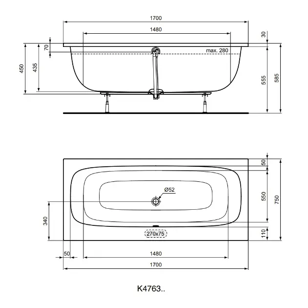 Ideal Standard - i.Life - Fürdőkád - T476301 – 2. kép