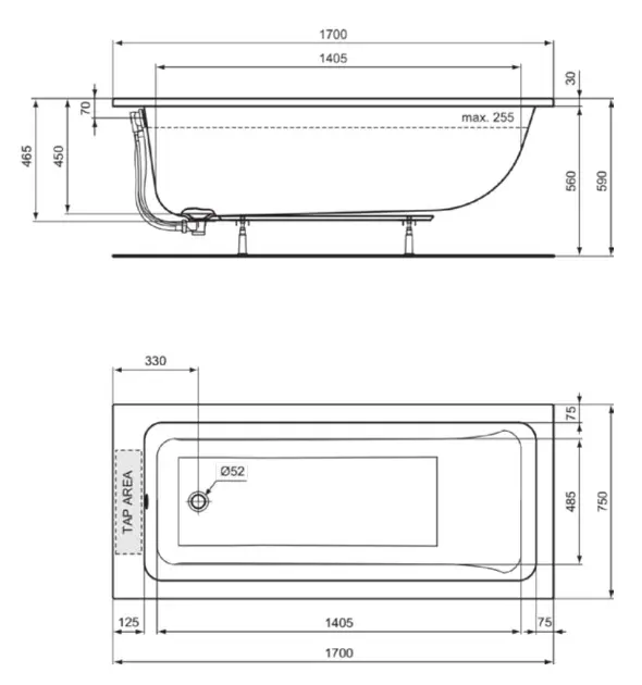 Ideal Standard - La Dolce Vita - Fürdőkád - T540301 – 2. kép