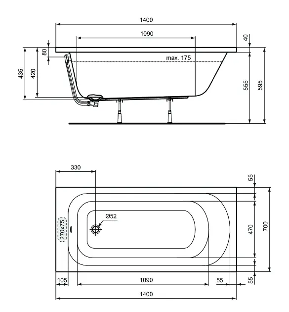 Ideal Standard - Simplicity - Fürdőkád - W004201 – 2. kép