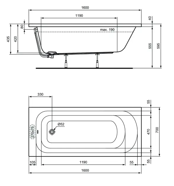 Ideal Standard - Simplicity - Fürdőkád - W004301 – 2. kép