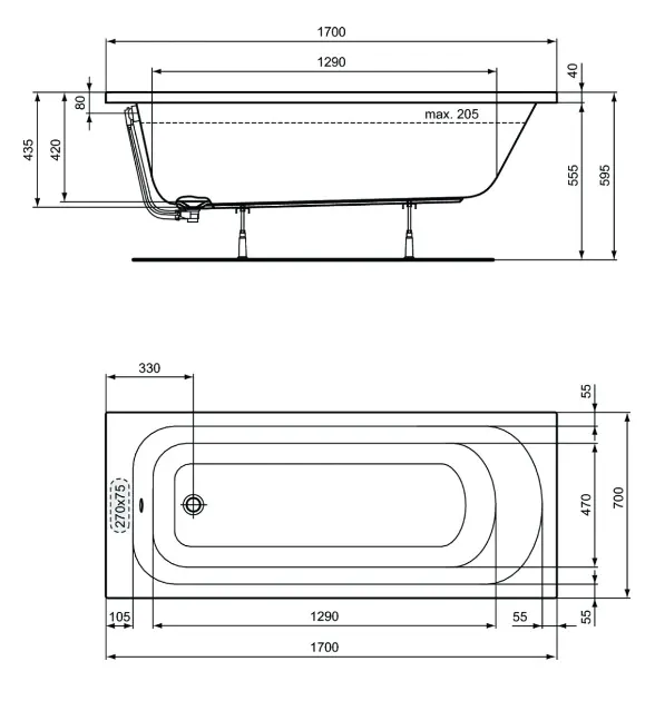Ideal Standard - Simplicity - Fürdőkád - W004401 – 2. kép