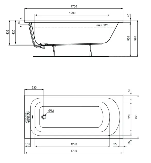 Ideal Standard - Simplicity - Fürdőkád - W004501 – 2. kép