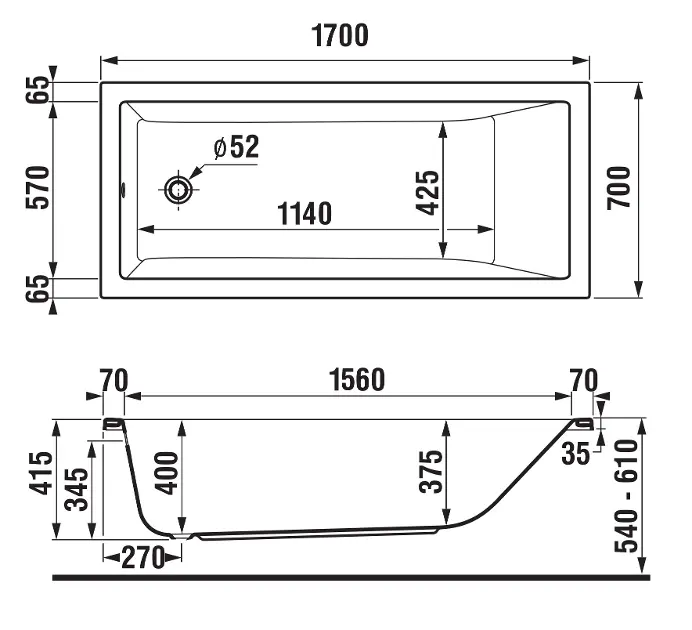 Jika - Cubito - Fürdőkád - H2244200000001 – 2. kép