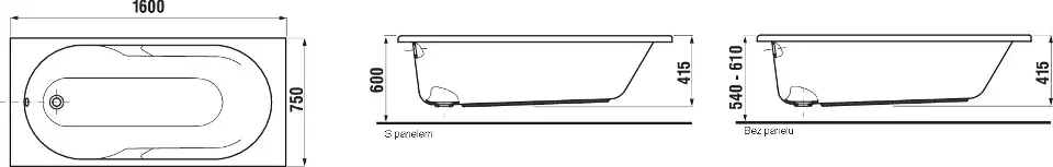 Jika - Lyra - Fürdőkád - H2288390000001 – 2. kép