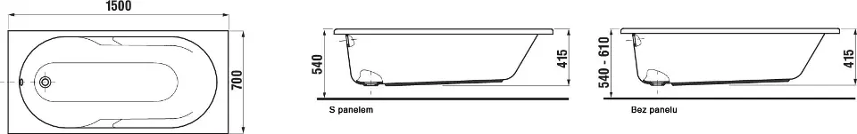 Jika - Lyra - Fürdőkád - H2308390000001 – 2. kép