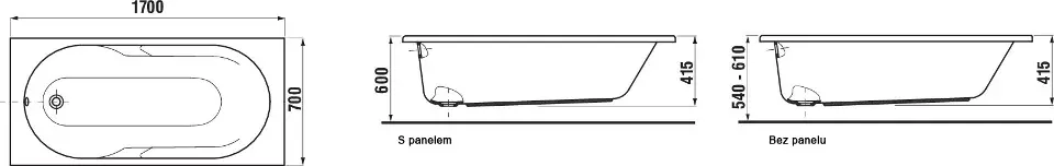 Jika - Lyra - Fürdőkád - H2318390000001 – 2. kép