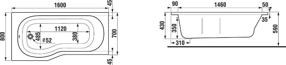 Jika - Tigo - Fürdőkád - H2232100000001 – 2. kép