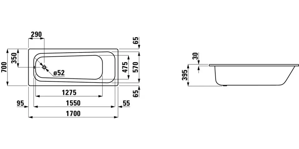 Laufen - Moderna Plus - Fürdőkád - H2251200000401 – 2. kép