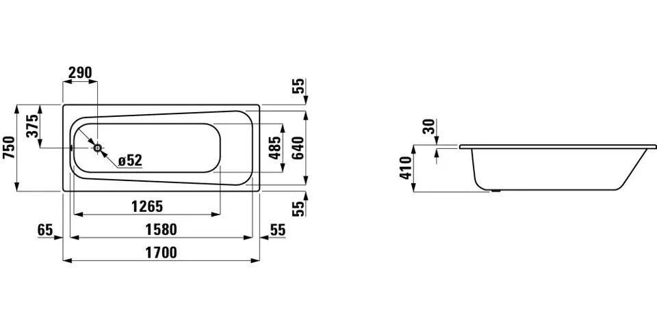 Laufen - Moderna Plus - Fürdőkád - H2251300000401 – 2. kép