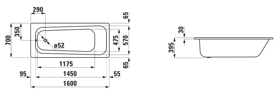Laufen - Pro - Fürdőkád - H2239500000401 – 2. kép
