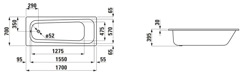 Laufen - Pro - Fürdőkád - H2249500000401 – 2. kép
