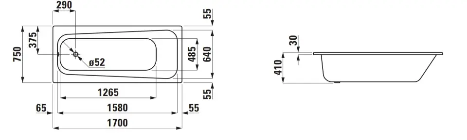 Laufen - Pro - Fürdőkád - H2259500000401 – 2. kép