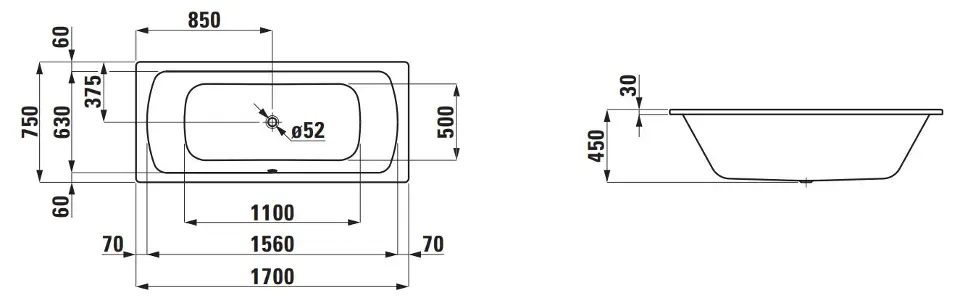 Laufen - Pro - Fürdőkád - H2269500000401 – 2. kép
