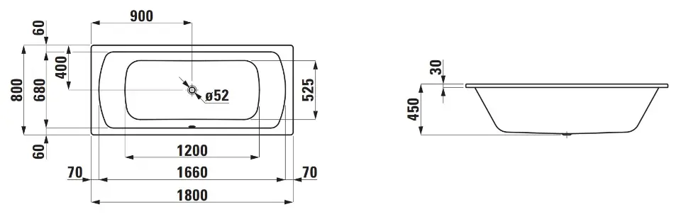 Laufen - Pro - Fürdőkád - H2279500000401 – 2. kép