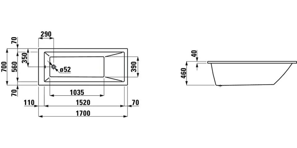 Laufen - Pro - Fürdőkád - H2309500000001 – 2. kép