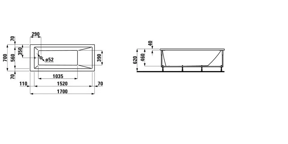 Laufen - Pro - Fürdőkád - H2309550000001 – 2. kép