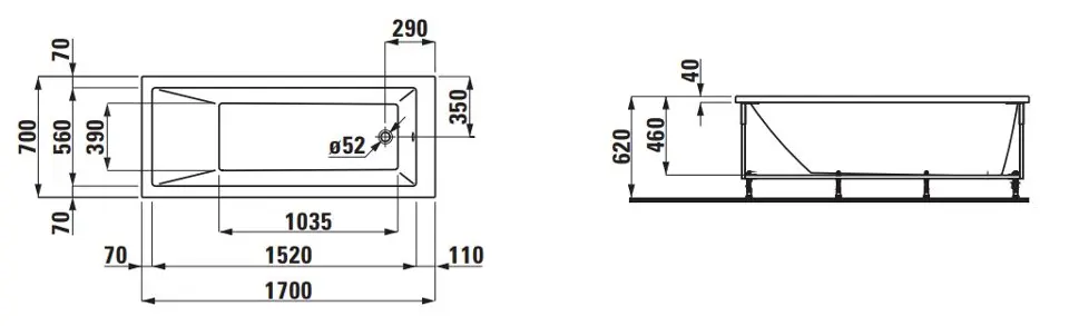 Laufen - Pro - Fürdőkád - H2309560006451 – 2. kép