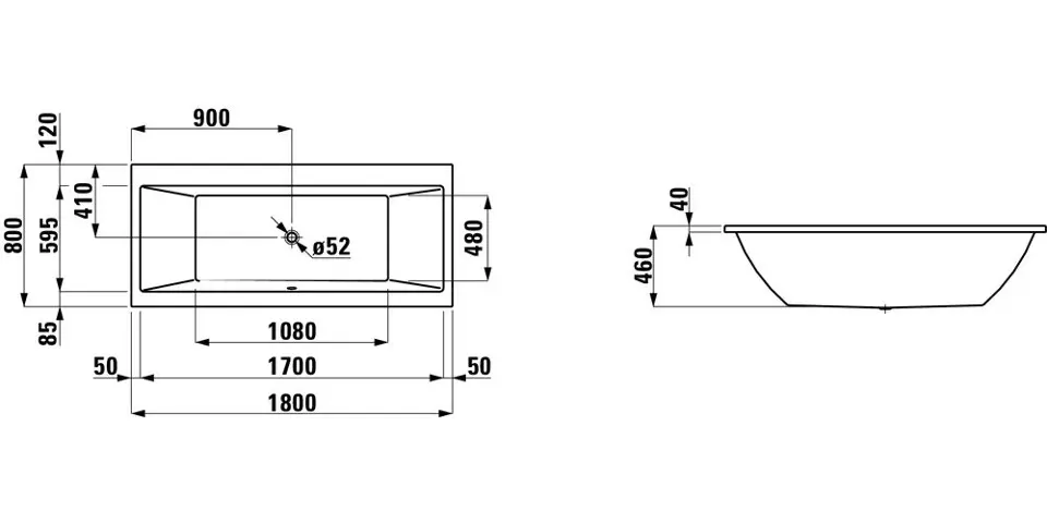 Laufen - Pro - Fürdőkád - H2329500000001 – 2. kép