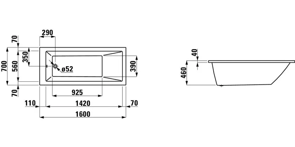 Laufen - Pro - Fürdőkád - H2339500000001 – 2. kép