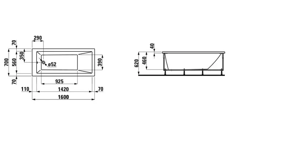 Laufen - Pro - Fürdőkád - H2339550000001 – 2. kép