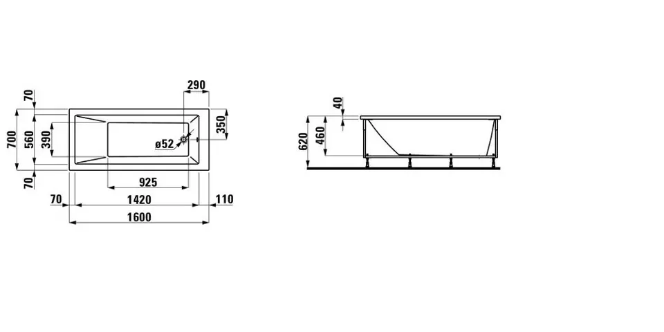 Laufen - Pro - Fürdőkád - H2339560000001 – 2. kép