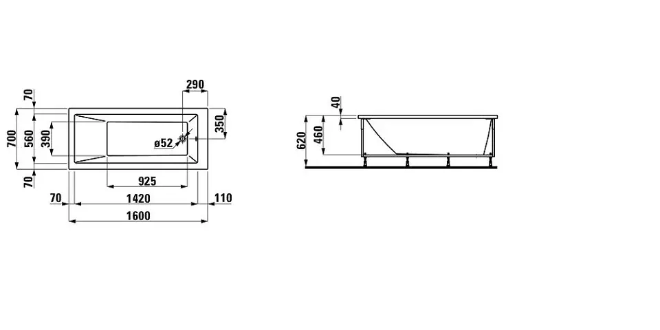 Laufen - Pro - Fürdőkád - H2339560006151 – 2. kép
