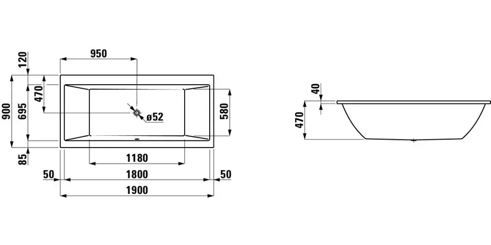 Laufen - Pro - Fürdőkád - H2349500000001 – 2. kép