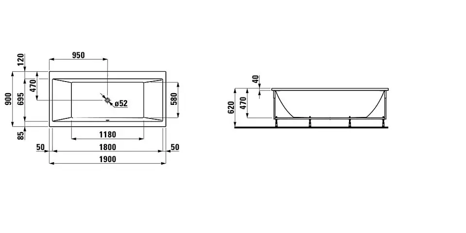 Laufen - Pro - Fürdőkád - H2349510006051 – 2. kép