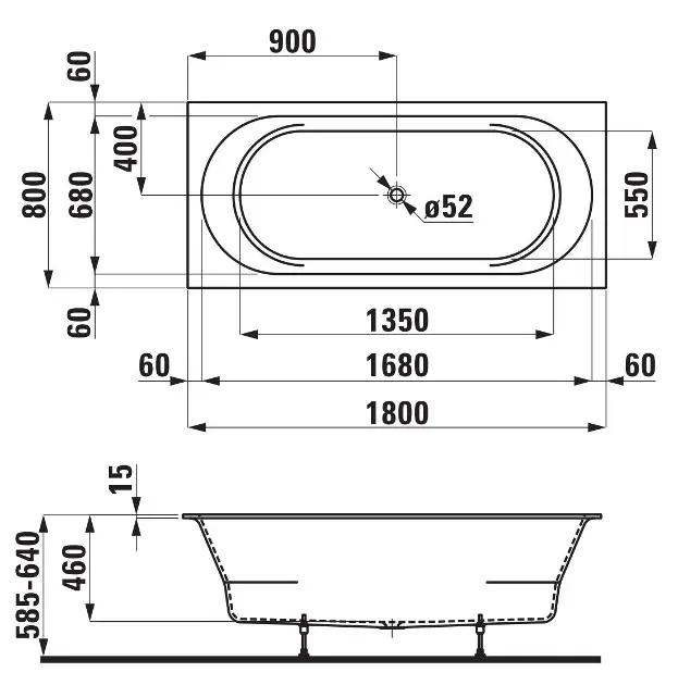 Laufen - Pro - Fürdőkád - H2409500000001 – 2. kép
